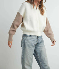 Peace Love Line - Color Block Half Zip Jacket