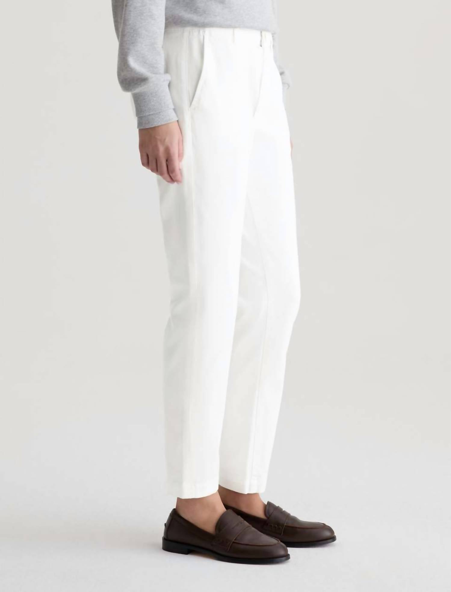 AG Jeans Caden Tailored Trouser Pant in white - women's pants - detail view