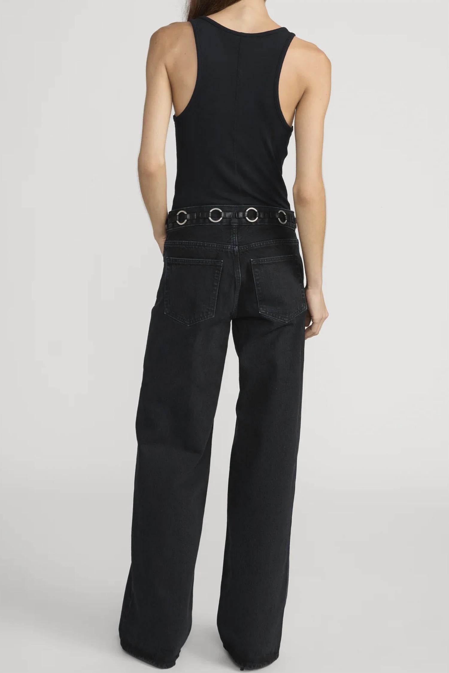 FRAME O-ring Stroll Relaxed Wide-leg Jeans in sutro - women's jeans - detail view