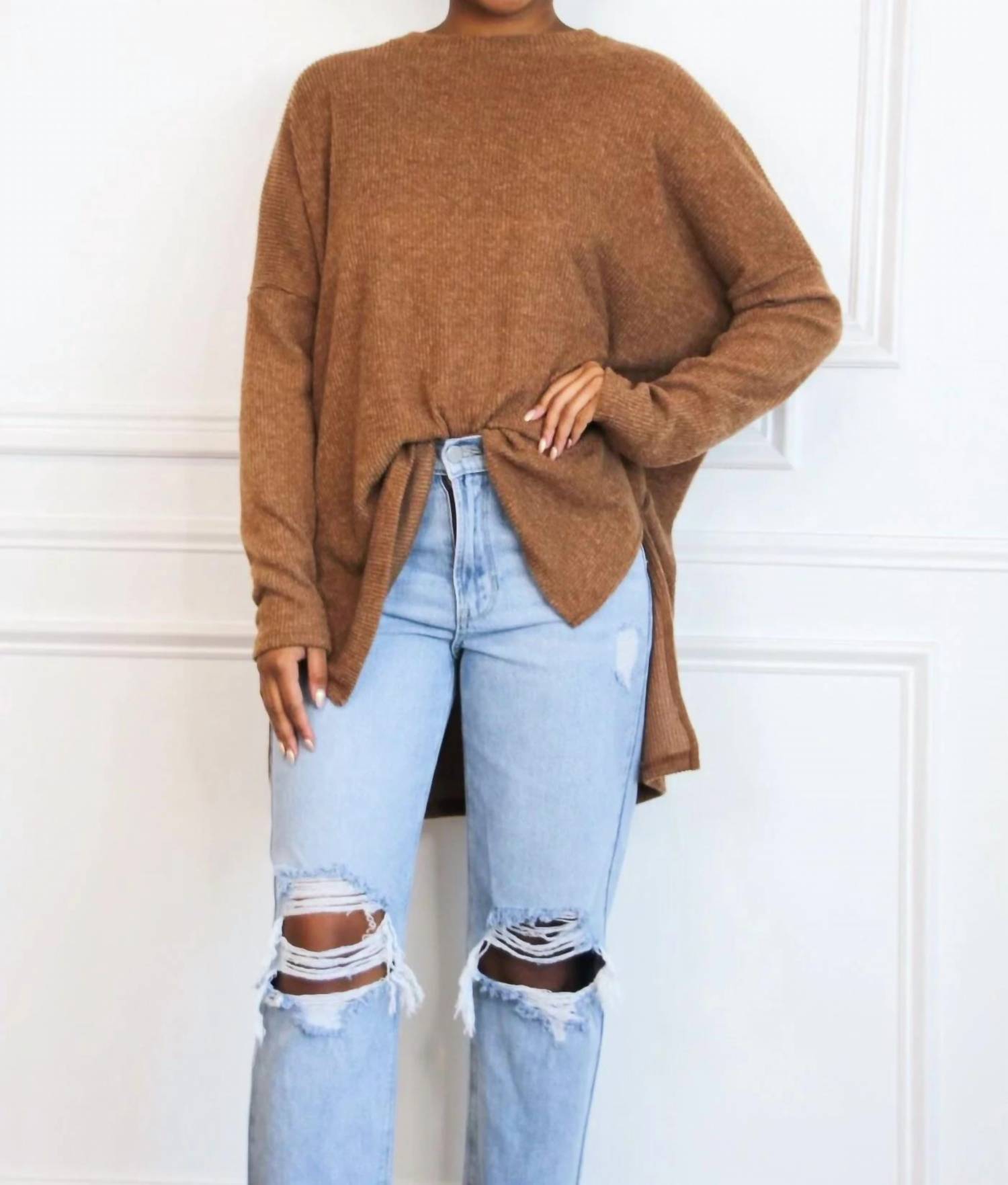 Zenana - Errands To Run Ribbed Oversized Lightweight Sweater
