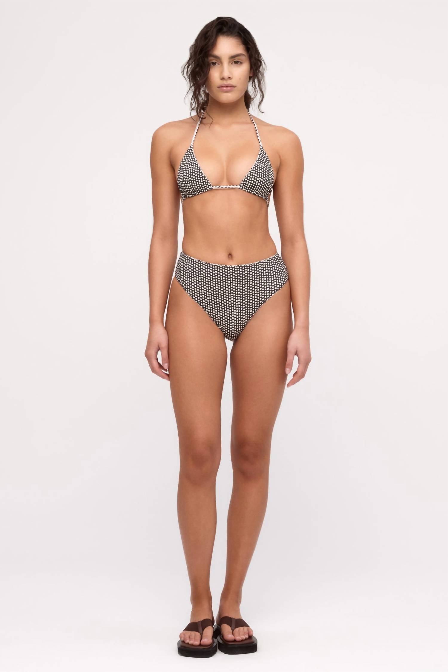 Zulu & Zephyr Reversible Tie Triangle Top in natural spot - women's swimwear - alternate view