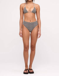 Zulu & Zephyr Reversible Tie Triangle Top in natural spot - women's swimwear - detail view