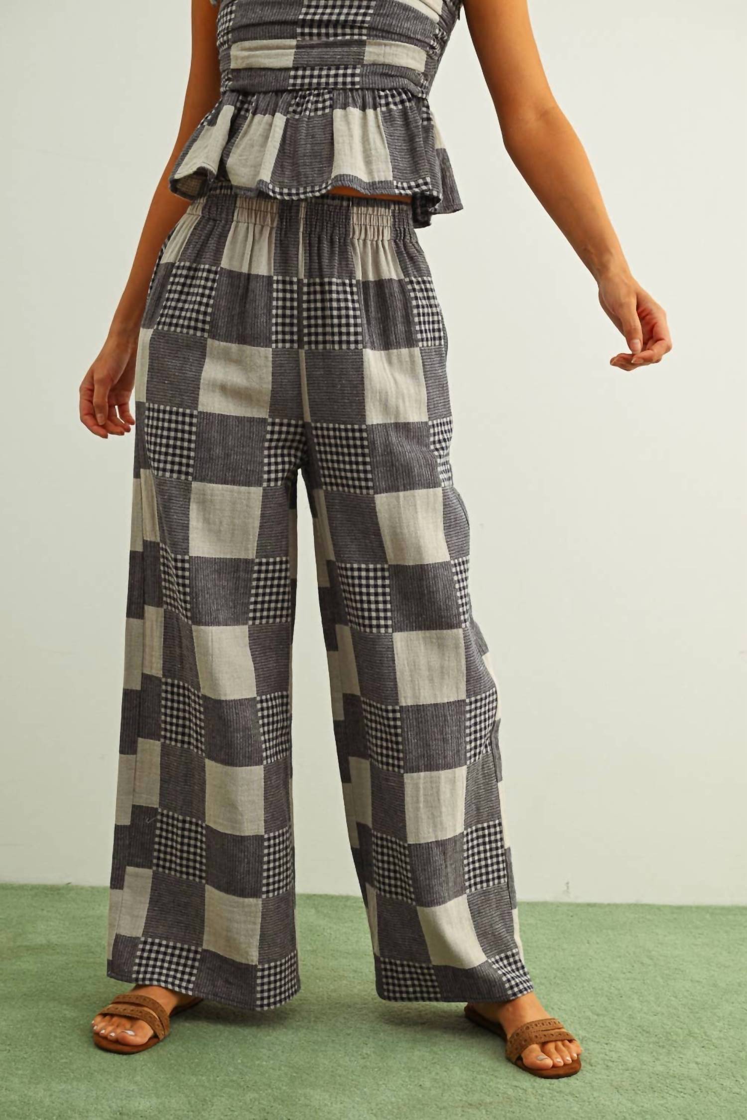 Miou Muse - Gingham Patch Effect Pants