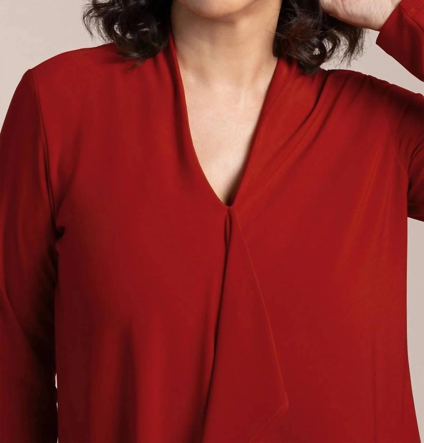 Sympli tempo top in red - women's long sleeve top - alternate view