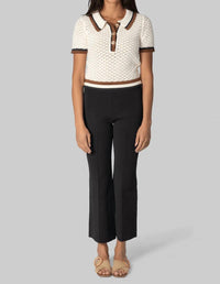 Cara Cara - Ginger Crochet Awning Knit Polo Shirt
