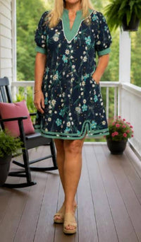Umgee - Petal Pop Puff Sleeve Mini Dress