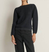 Nation LTD Etta Lace Popover Top in jet black - women's long sleeve top