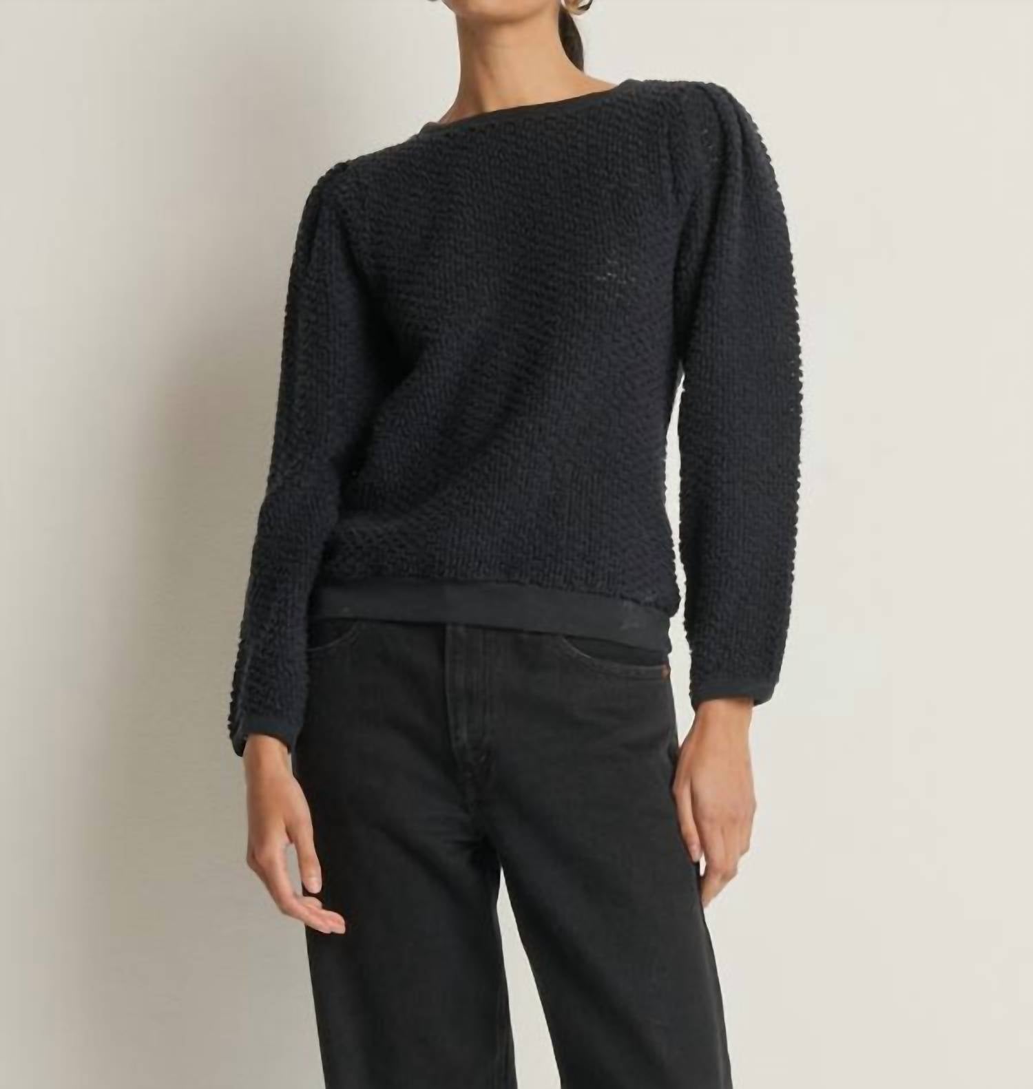 Nation LTD Etta Lace Popover Top in jet black - women's long sleeve top