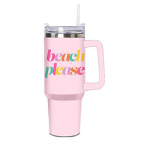 Katydid - Beach Please Printed Stainless Steel Tumbler 40 Oz With Handle