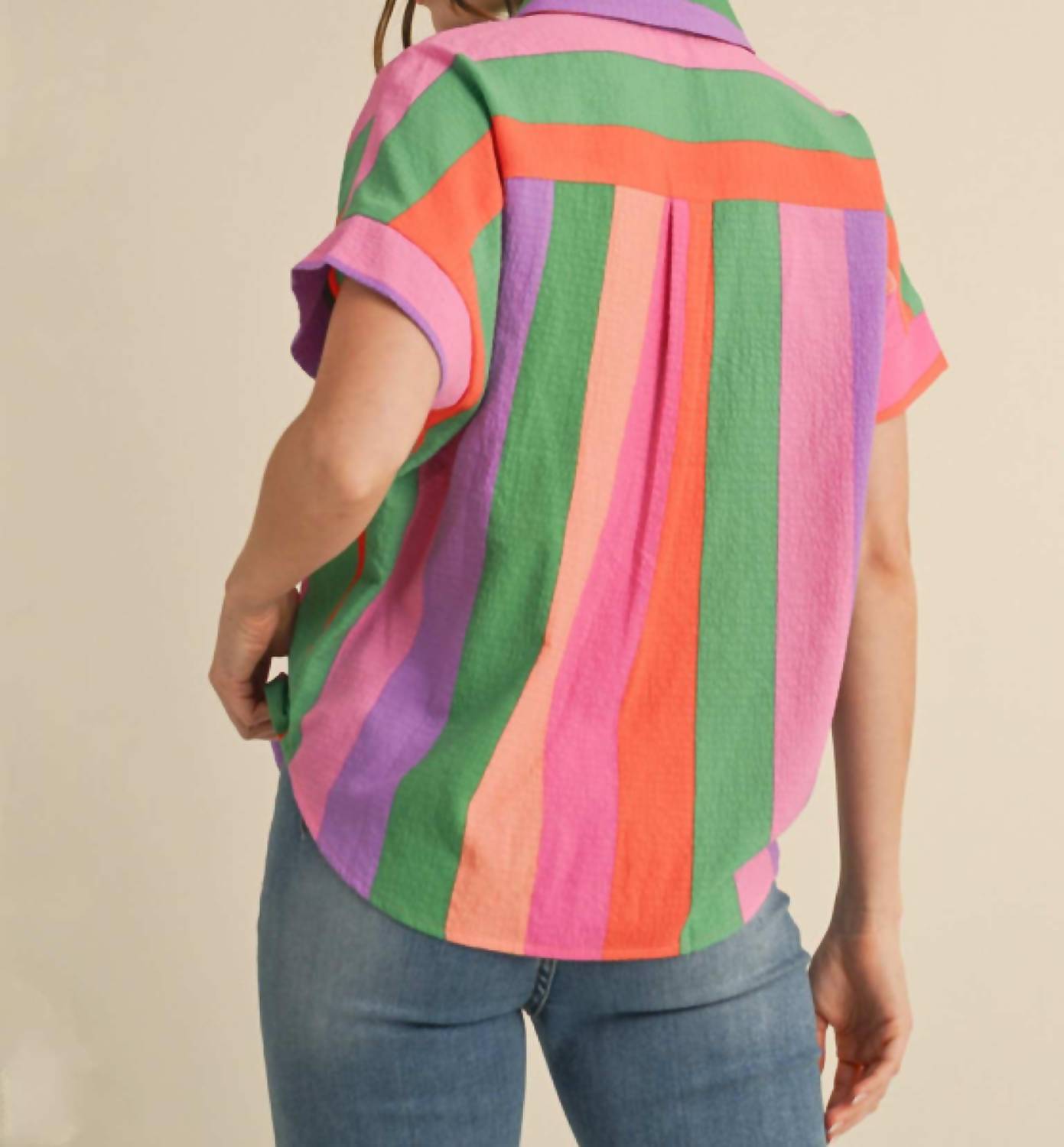 Jodifl - Women's Striped Button Up Top