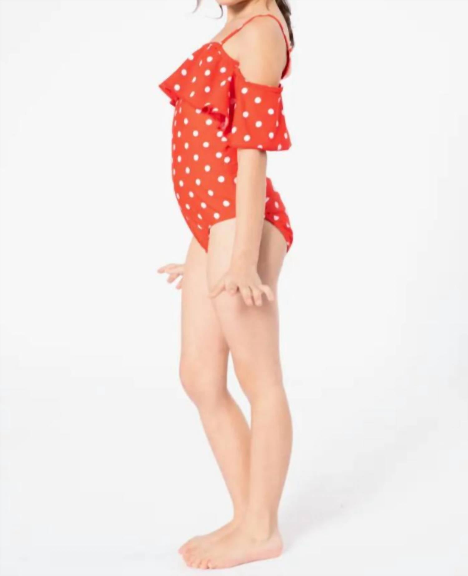 Marina West Swim - Girls Off Shoulder & Ruffled 1pc Swim Suit