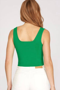 She + Sky - SLEEVELESS SQUARE NECK KNIT CROP TOP