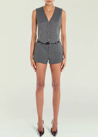 SER.O.YA Tatiana Sleeveless Vest in charcoal houndstooth - women's jacket - view 4