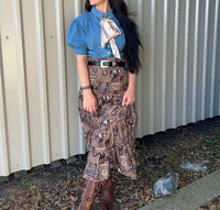 Rosa Clothing Princess Cut Denim Top in blue - women's t-shirt - alternate view