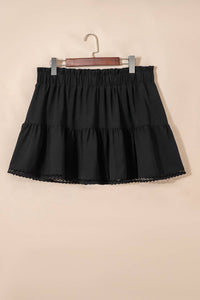 Dear Lover - Frilled Elastic Waist Lace Trim Boho Ruffled Shorts - Plus