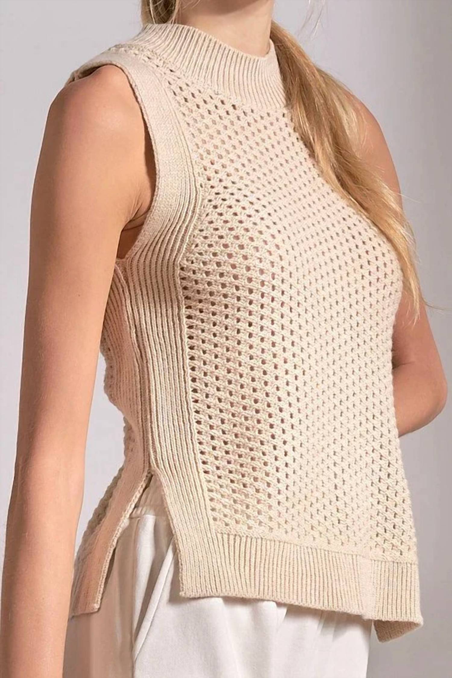 Elan - Women’s Sleeveless High Neck Knit Top