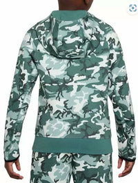 NIKE Boys' Tech Fleece Camo Full-zip Hooded Sweatshirt in green - kids' shirt - detail view