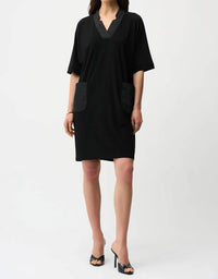Joseph Ribkoff - Notched V-neck Half Sleeve Shift Dress