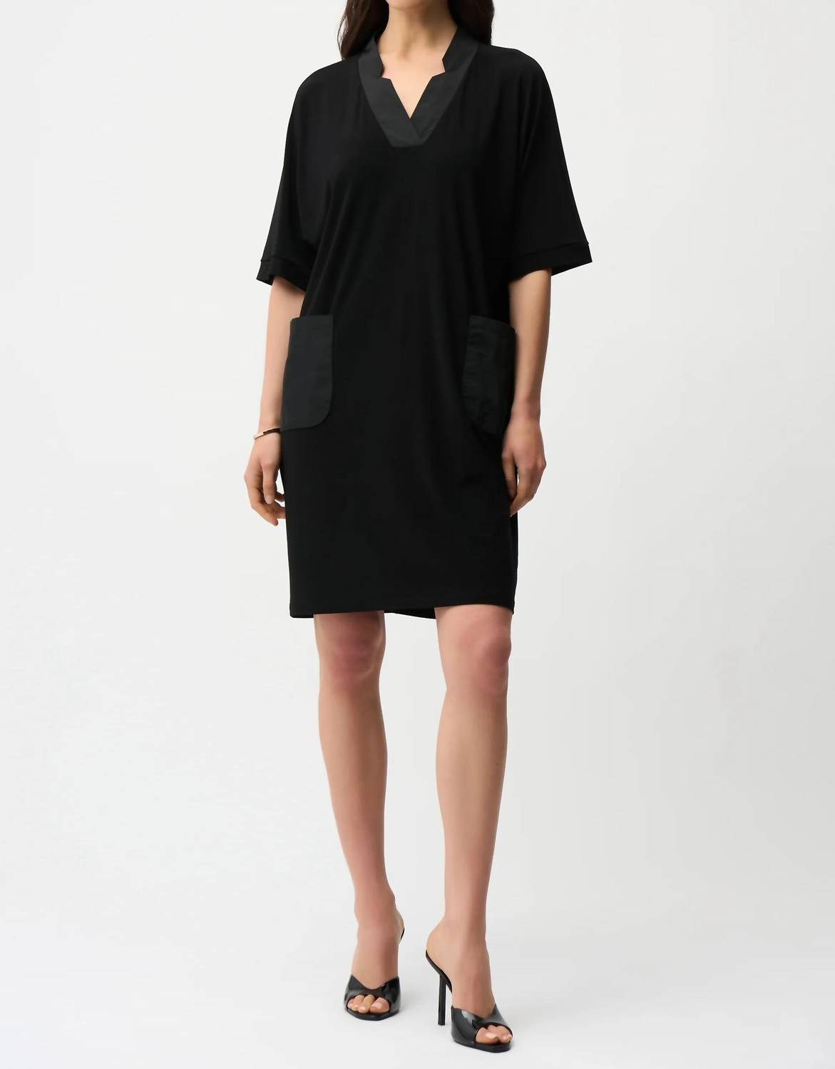 Joseph Ribkoff - Notched V-neck Half Sleeve Shift Dress