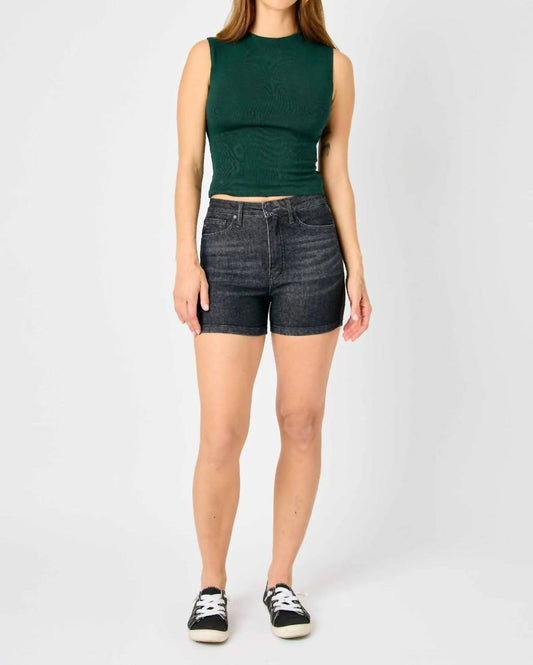 Judy Blue - Mid Rise Tummy Control Release Hem Shorts