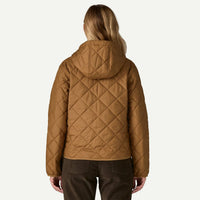 Patagonia Diamond Quilted Bomber Hoodie Jacket in deer brown - women's top - detail view