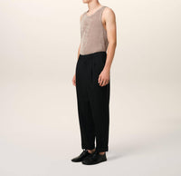 Ami Paris Wool Carrot Fit Trousers in black - men's pants - detail view