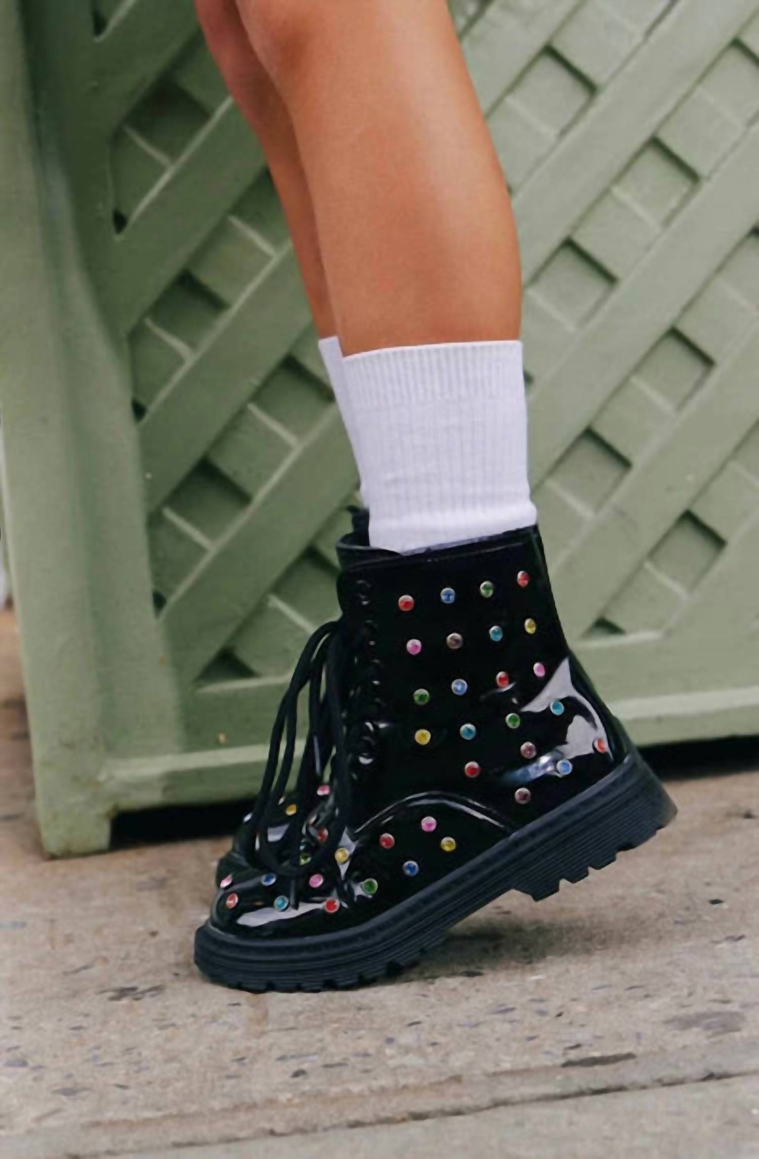 Lola + The Boys Girls Rainbow Crystal Boots in black - kids' boots - alternate view