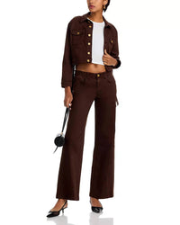 L'Agence Joanne Low Rise Wide Leg Denim Pant in brown - women's pants - view 4