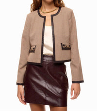 Derek Lam 10 Crosby Plaid Collarless Jacket in brown - women's jacket