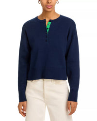 525 America - Genevieve Solid Drop Shoulder Henley Sweater