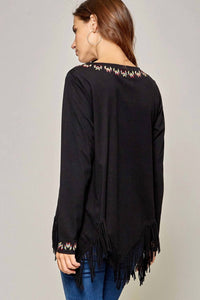 Andree By Unit - Geo Embroidered Fringe Top