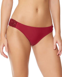 Jessica Simpson - Flower Power Crochet Side Shirred Hipster Bikini Bottom