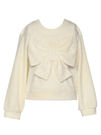 G.B.Y.M. - Long Sleeve Sherpa Bow Top with Pearls