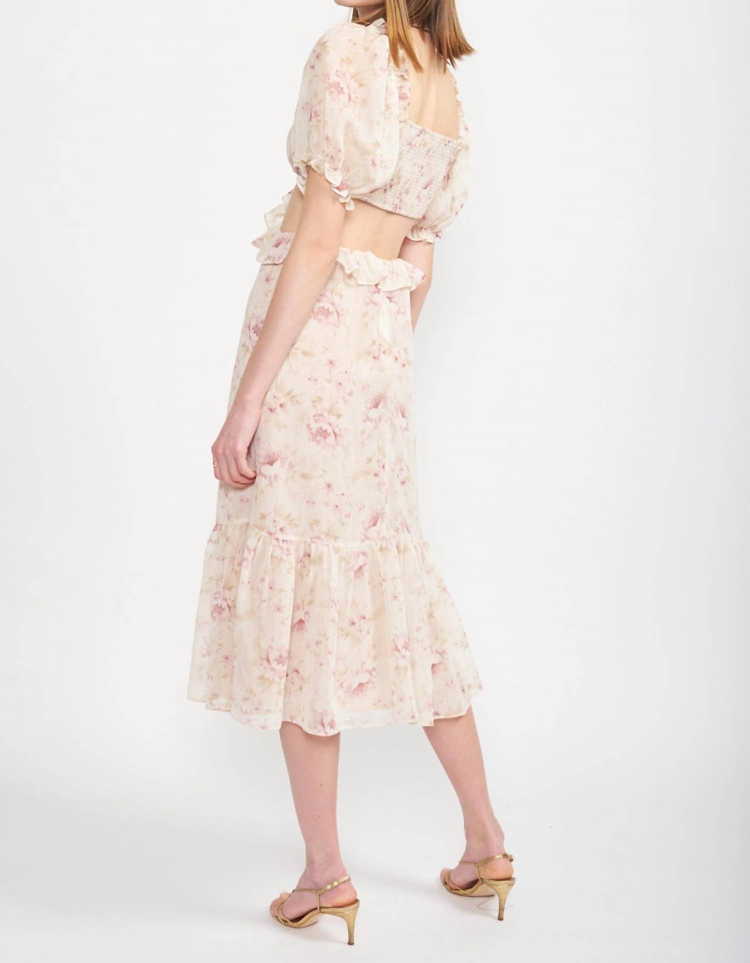 En Saison - Kika Floral Cut Out Midi Dress