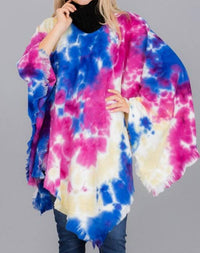 Funteze - Tie Dye Fringe Poncho