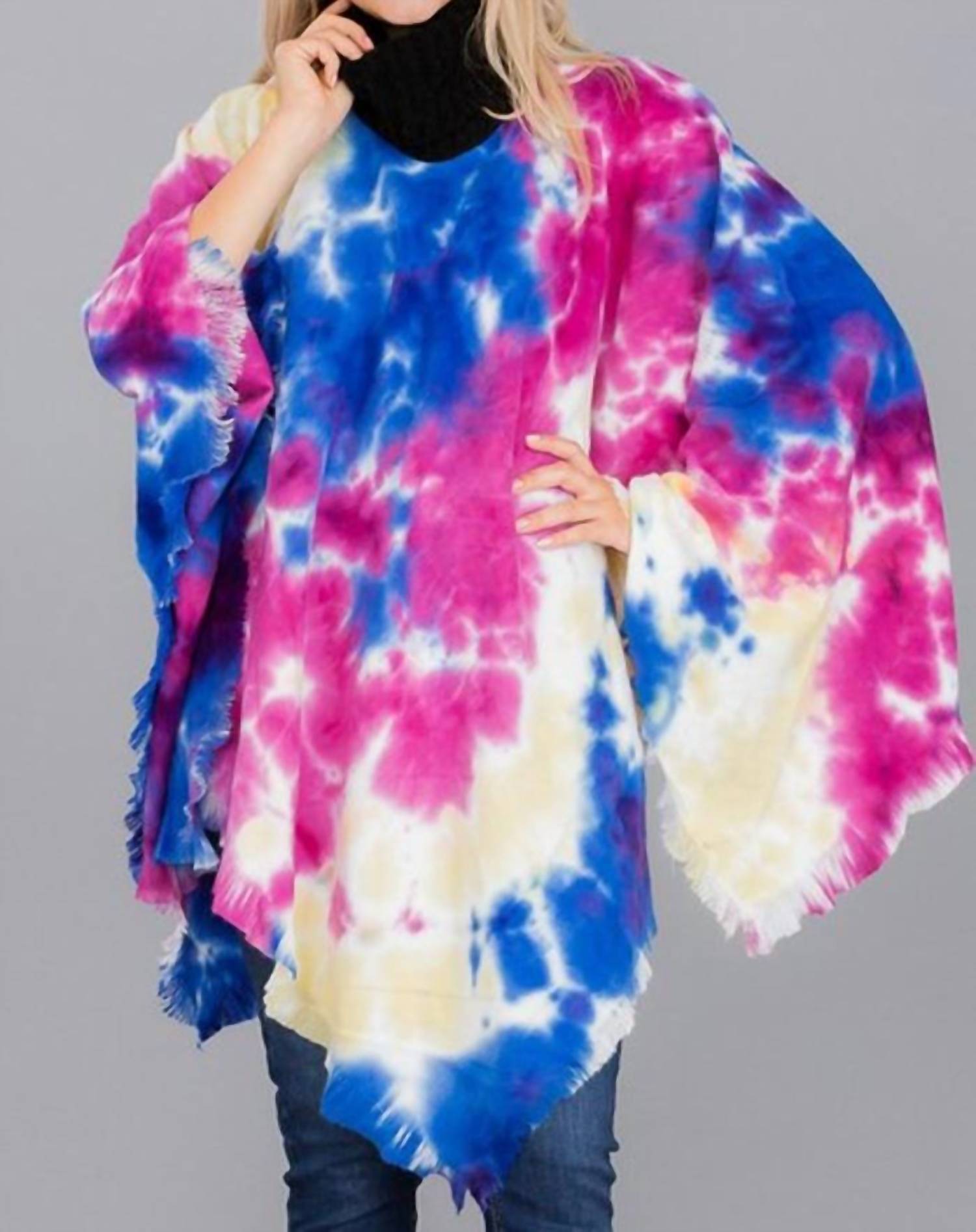 Funteze - Tie Dye Fringe Poncho