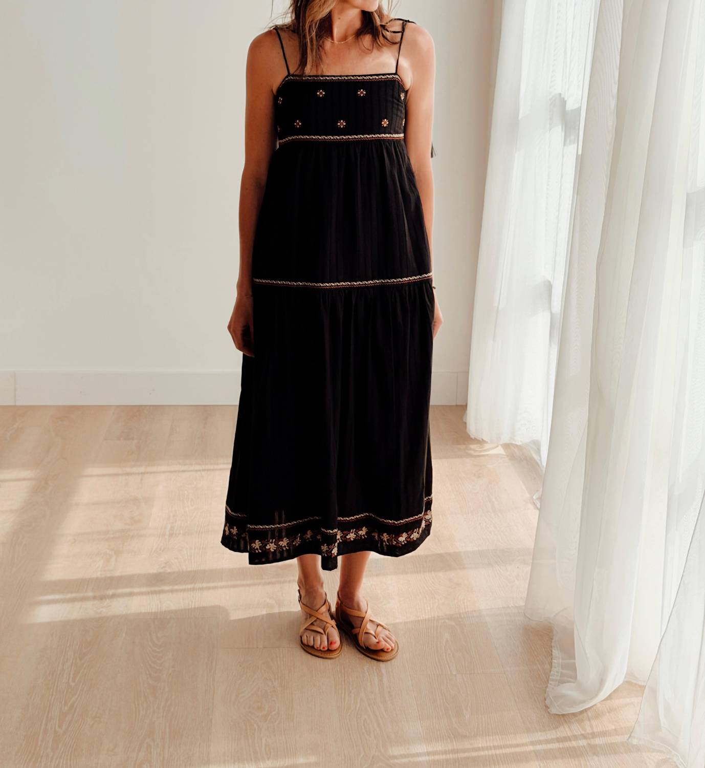 Mustard Seed - Midnight Embroidered Tiered Maxi Dress