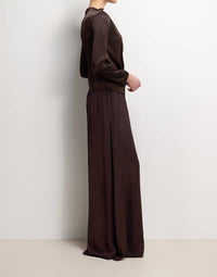 Jaki Helena Elastic Waist Satin Trousers Pants in brown - women's pants - alternate view
