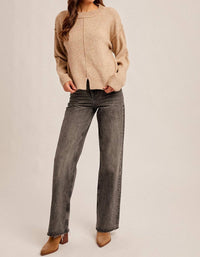 Hem & Thread - Josie Center Seam Slit Front Sweater