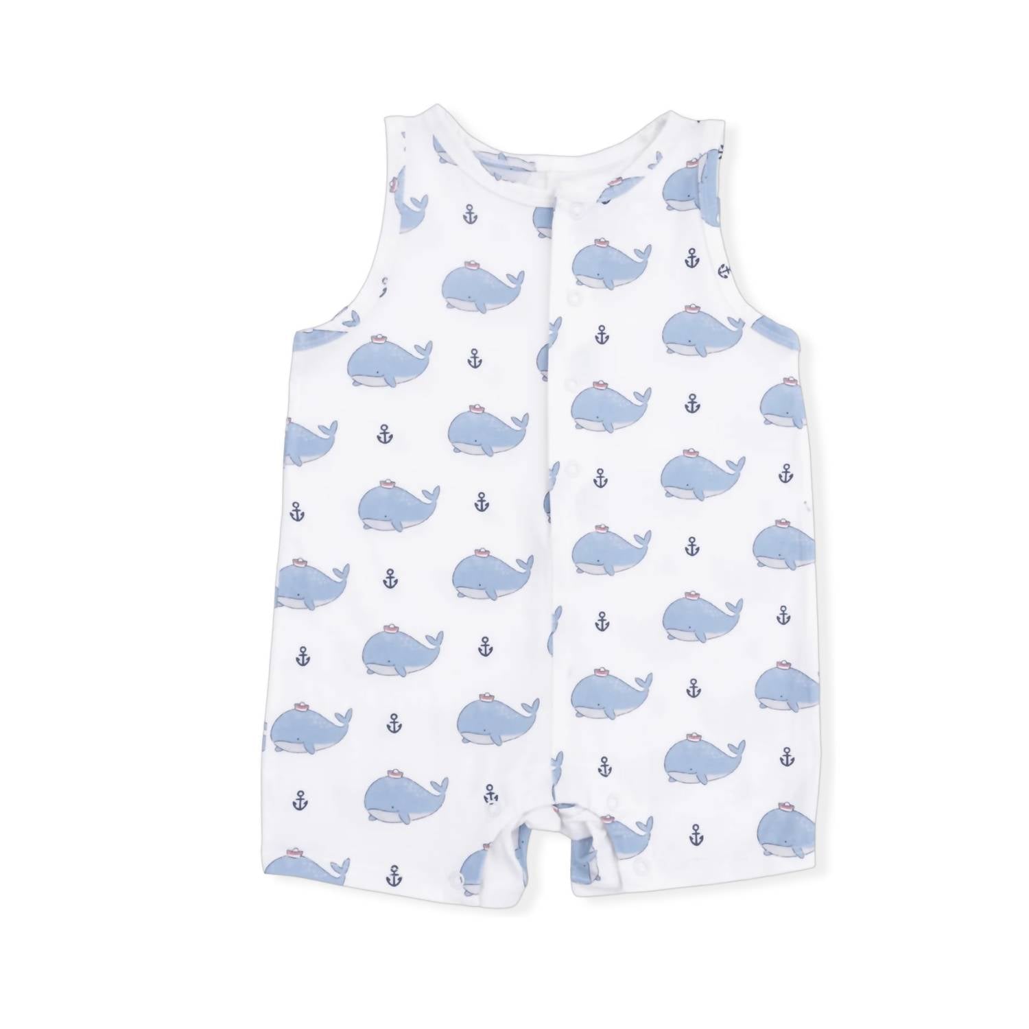 Angel Dear - Kids Bubbly Sailor Whales Sleeveless Shortie Romper