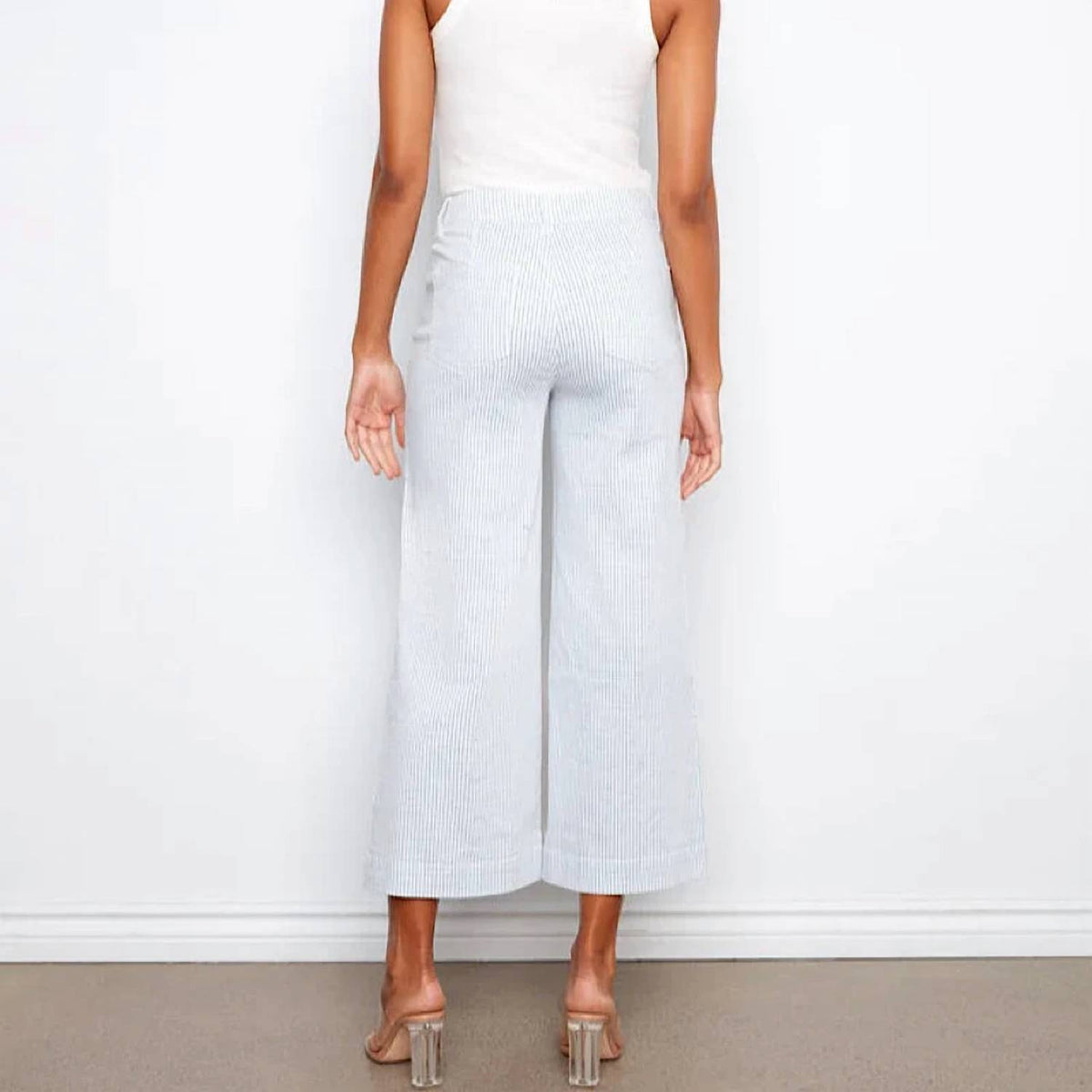 Charlie B - Women's Yarn Striped Cropped Flare Twill Pants