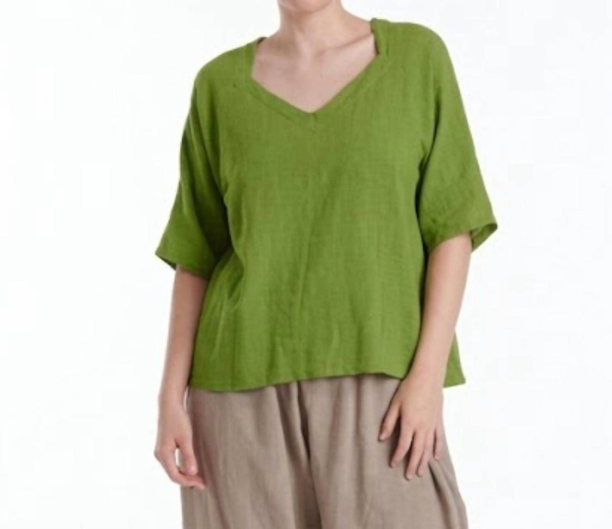 Oh My Gauze! Erin Cotton Top in matcha - women's t-shirt - detail view