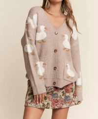 J.NNA Della Duck Vintage Knit Cardigan in beige - women's cardigan