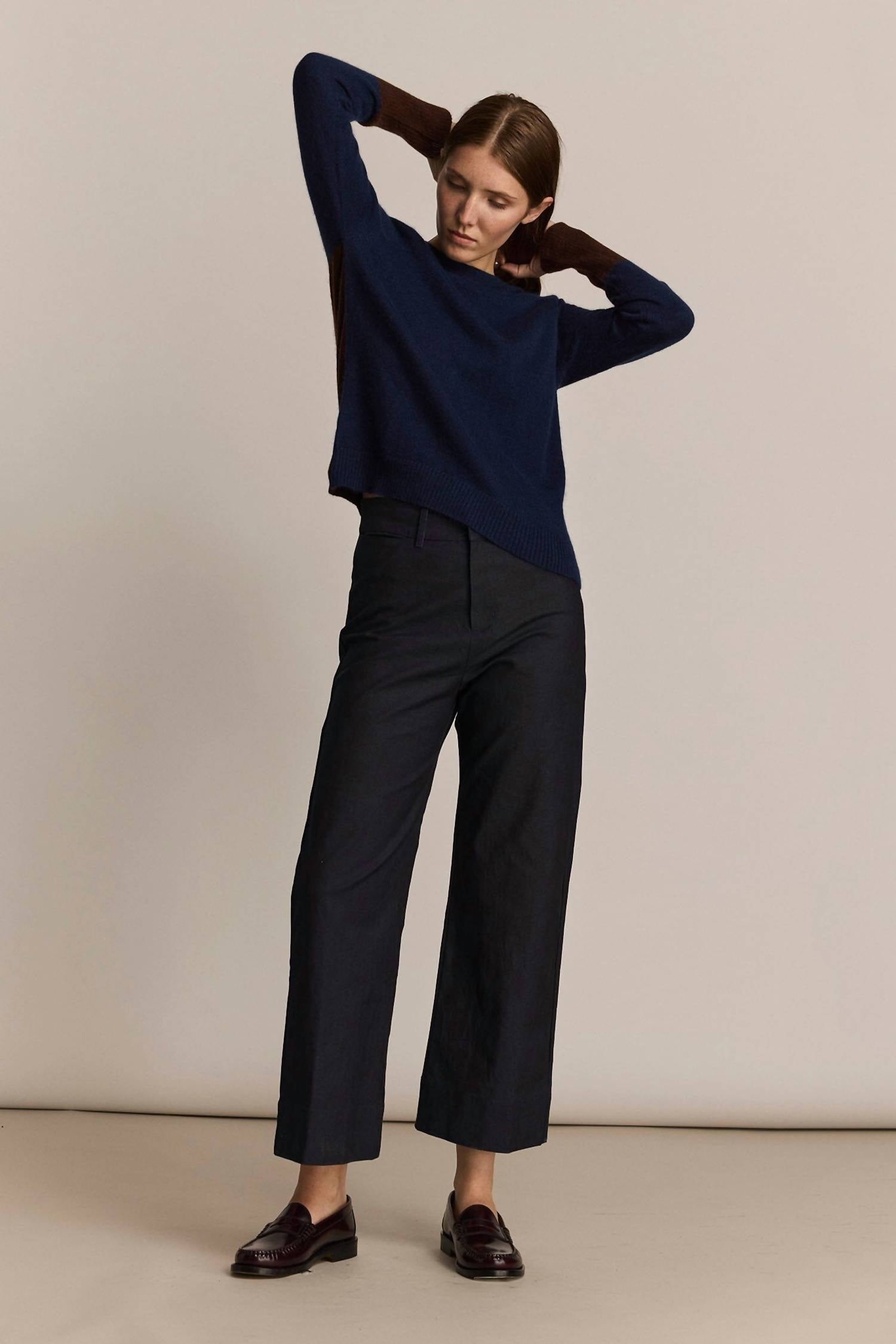 M.PATMOS Fleet Cropped Pant in denim oxford - women's pants - alternate view