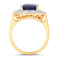 Diana M Jewels Women's Oval Natural Sapphire Fashion Ring (4.82 Ct) - Statement in 14k yellow gold - women's jewelry - detail view