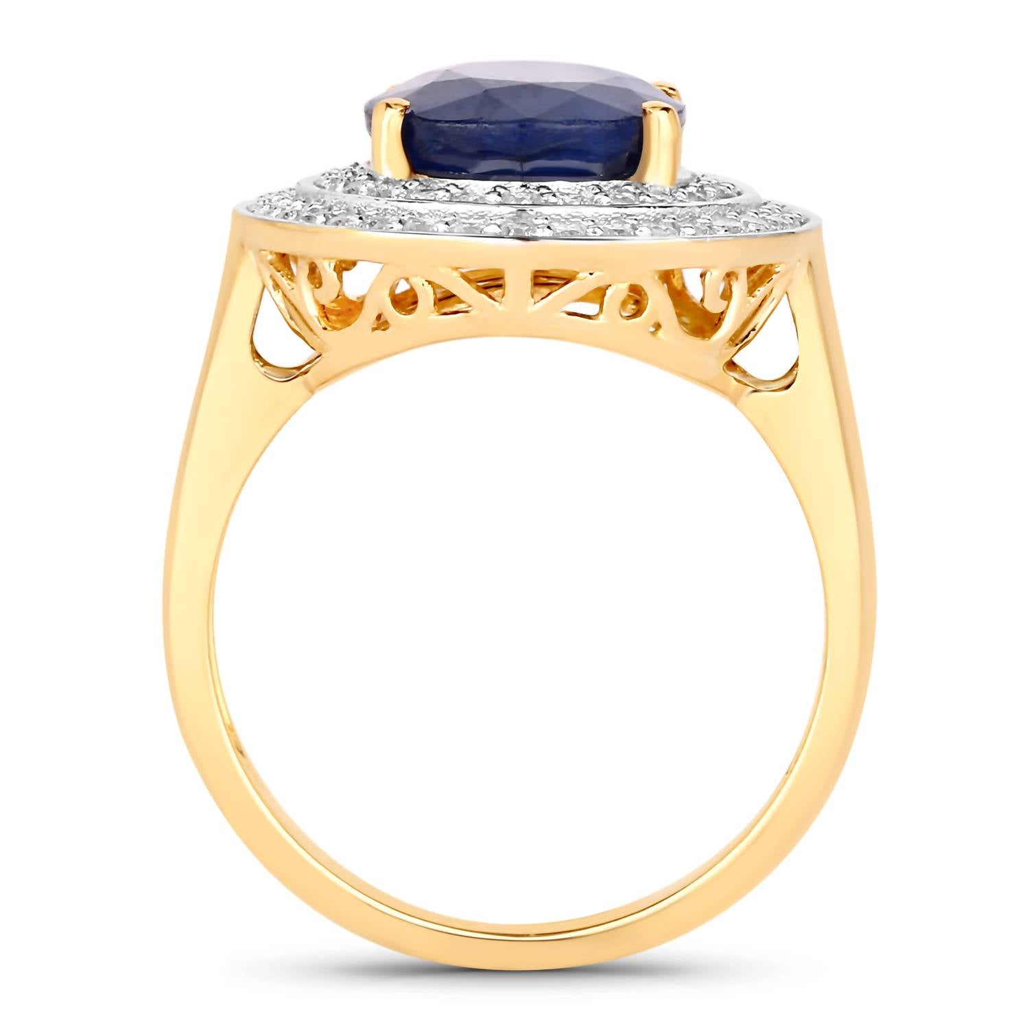 Diana M Jewels Women's Oval Natural Sapphire Fashion Ring (4.82 Ct) - Statement in 14k yellow gold - women's jewelry - detail view