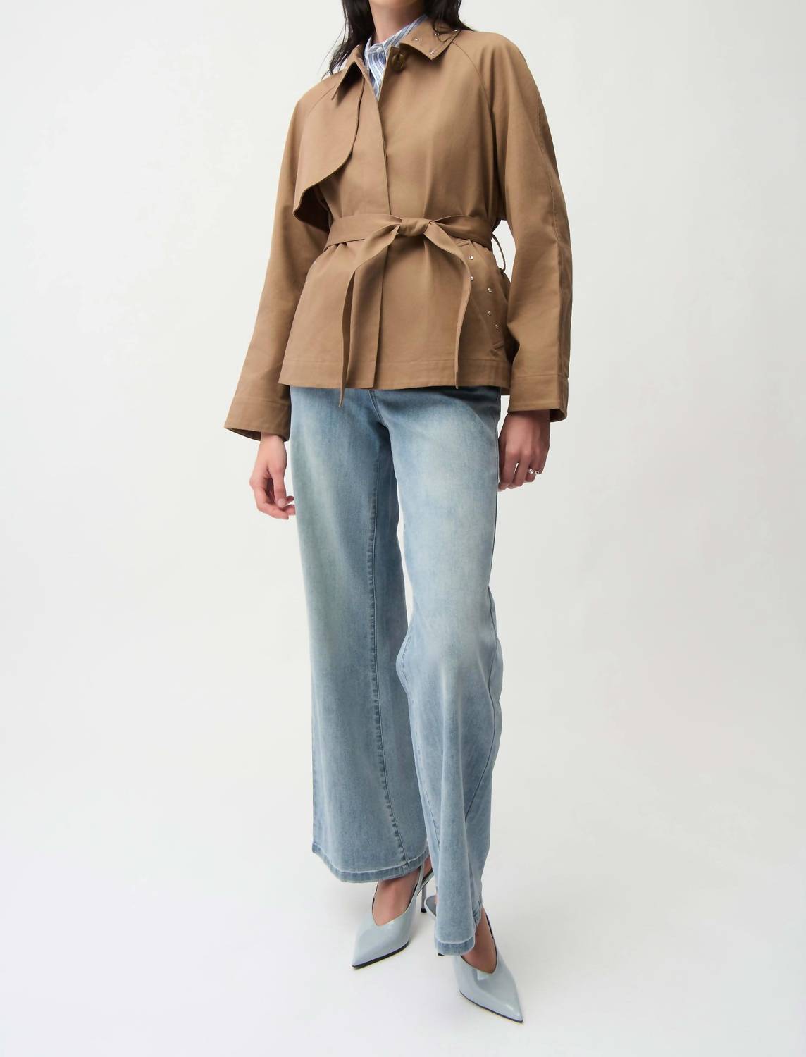Joseph Ribkoff Twill Short Trench Jacket in tiger s eye - women's jacket - alternate view