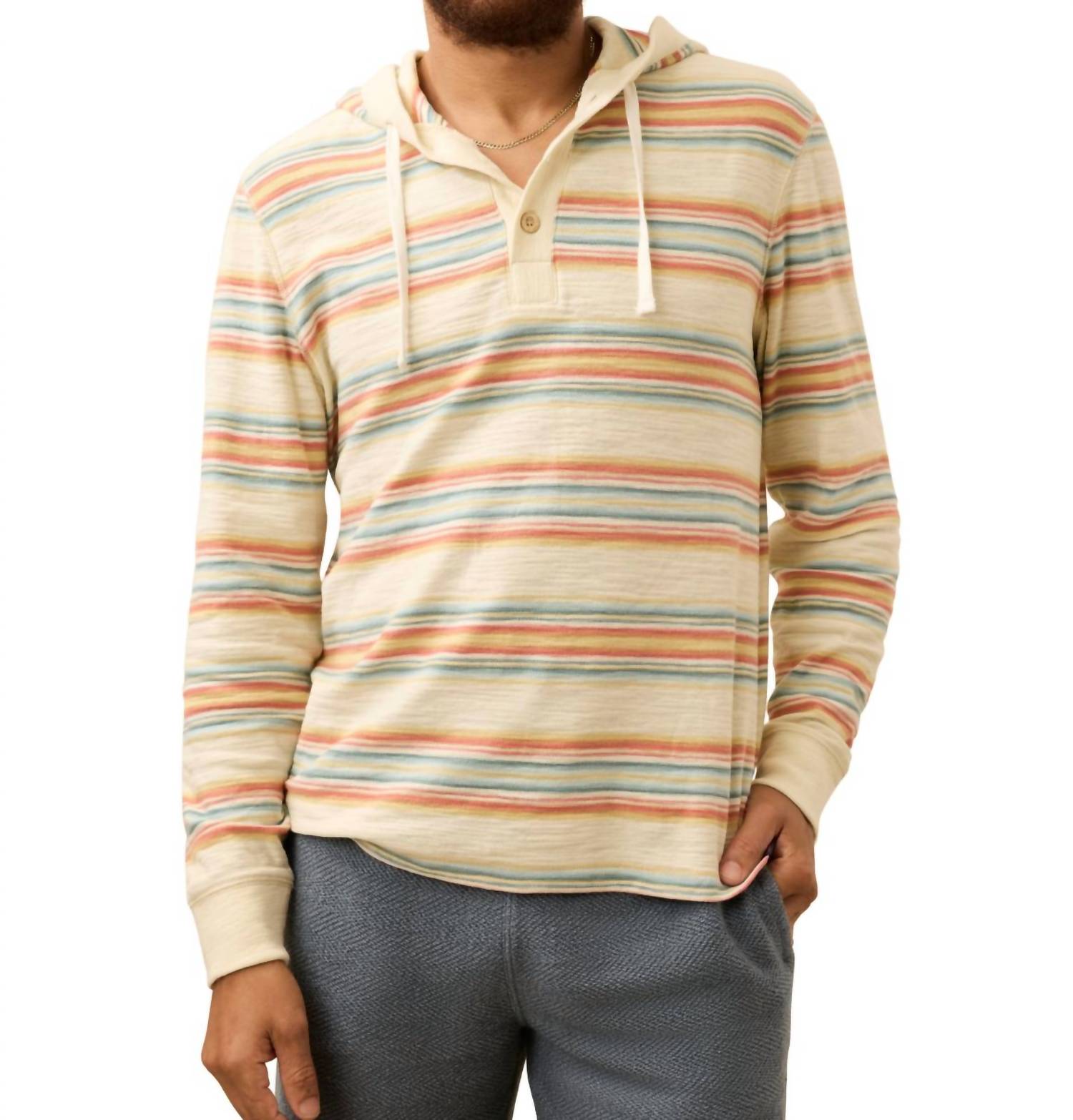 Faherty Sunwashed Slub Hoodie in daybreak ombre - men's shirt