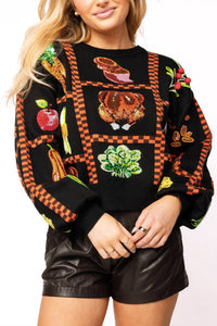 Queen Of Sparkles - Checkered Thanksgiving Icon Sweater