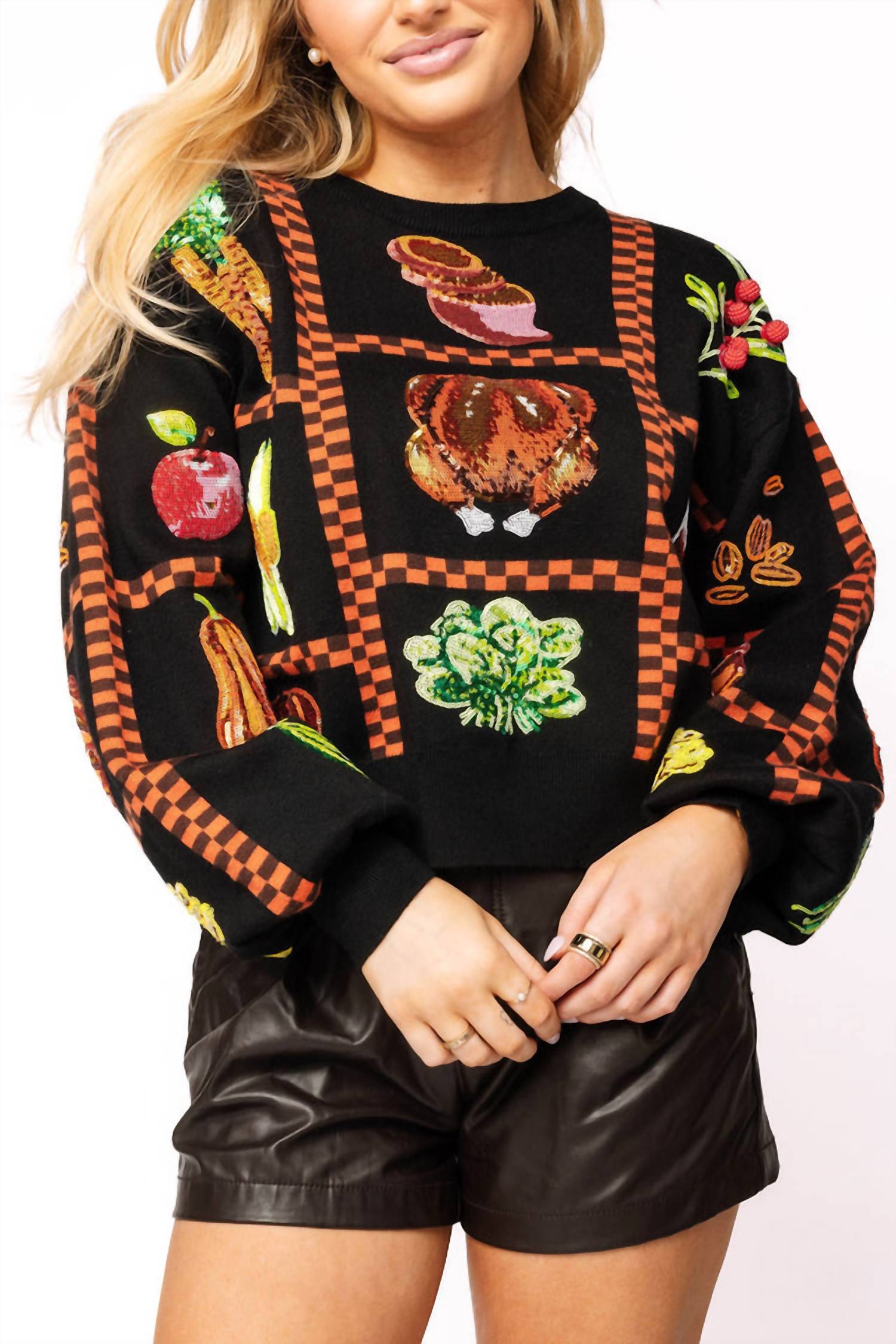 Queen Of Sparkles - Checkered Thanksgiving Icon Sweater